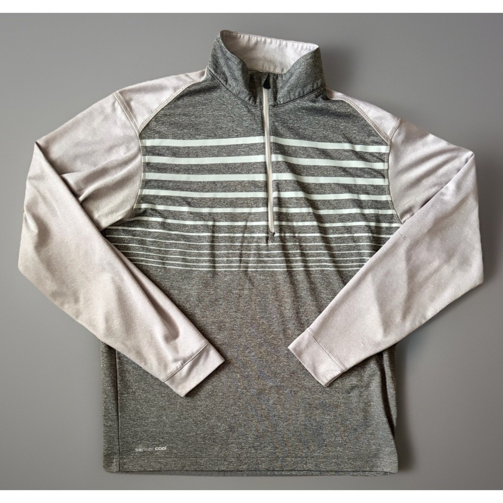 Ping Golf Long Sleeve 1/4 Quarter Zip Shirt Gray Stripe Logo Medium JBHS